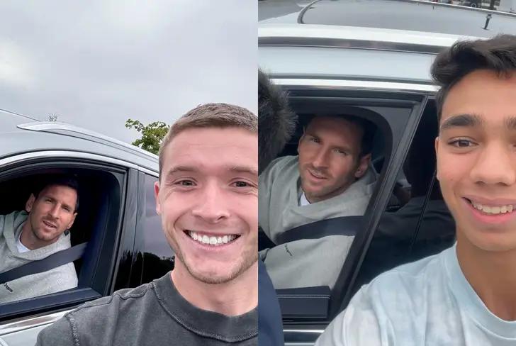 Messi paró a sacarse fotos con los fans antes de someterse a los estudios