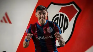 Adam Bareiro festeja un gol con San Lorenzo.