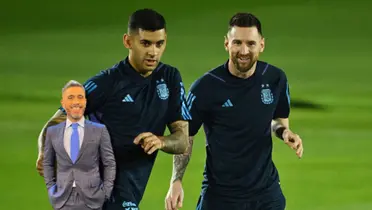 Cuti Romero y Lionel Messi entrenan en Argentina.