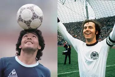 Diego Maradona y Franz Beckenbauer.