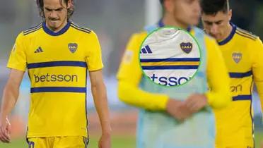 Edinson Cavani con cara larga tras perder un partido en Boca,