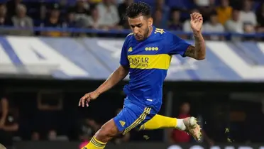 Eduardo Salvio en acción durante un partido de Boca.
