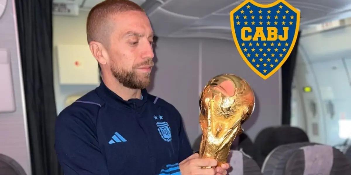 El volante de la Selección Argentina ya está en el país y mostró un detalle particular que los Xeneizes no dejaron pasar de largo.