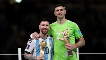 Emiliano Martínez y Lionel Messi.