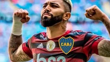 Gabigol hace su festejo.