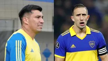 Gary Medel y Carlos Izquierdoz con los colores de Boca.