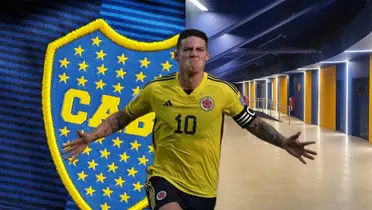 James Rodríguez festeja un gol con Colombia.