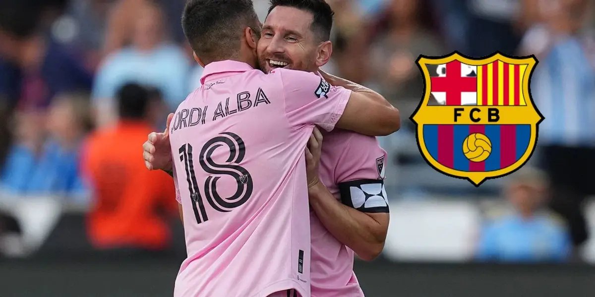 Jordi Alba y Lionel Messi se funden en un abrazo (2024).