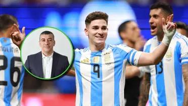 Julián Álvarez festeja gol en Argentina.