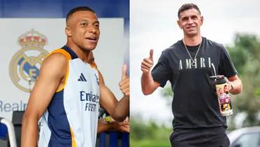 Kylian Mbappé y Dibu Martínez 