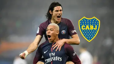 Kylian Mbappé y Edinson Cavani festejan un gol en París Saint Germain.