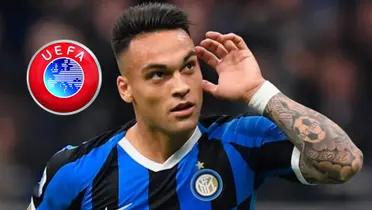 Lautaro Martínez festeja un gol con el Inter de Milán.