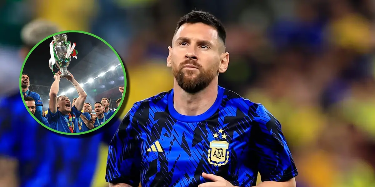 Lionel Messi con la camiseta pre-match de Argentina.