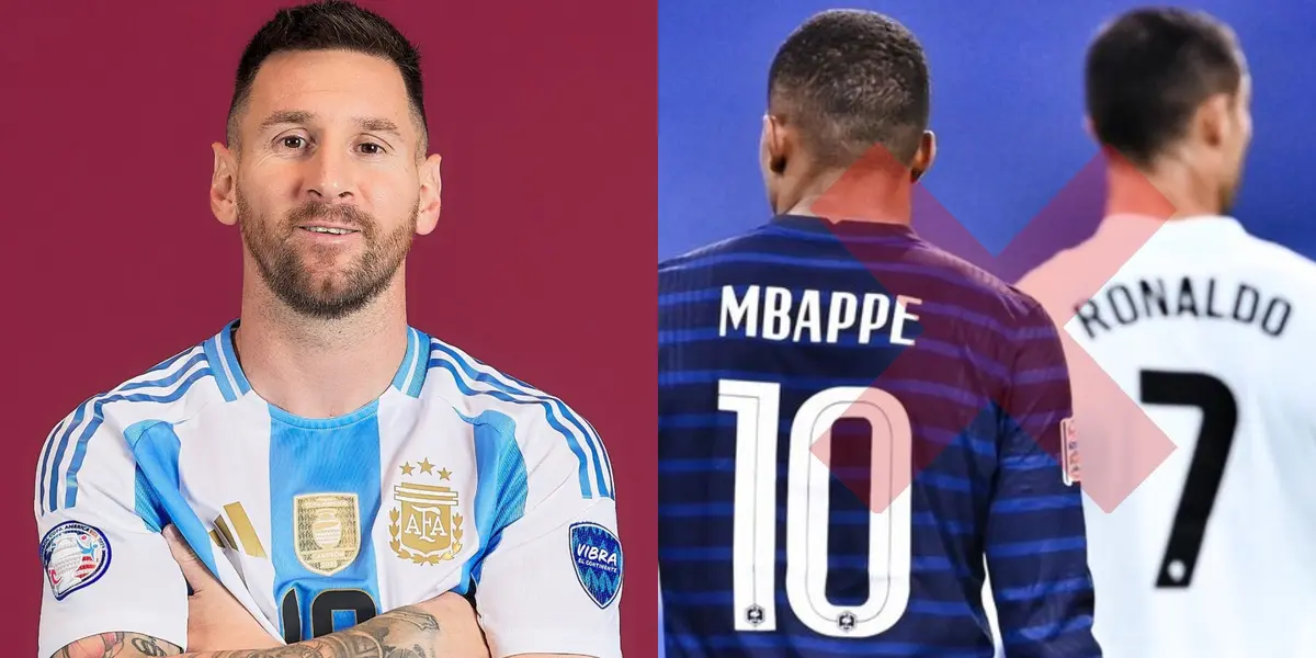 Lionel Messi cruzado de brazos con la camiseta de Argentina.