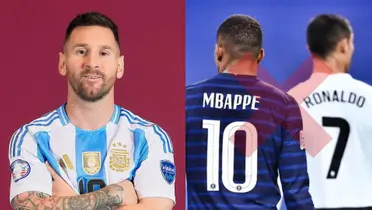 Lionel Messi cruzado de brazos con la camiseta de Argentina.