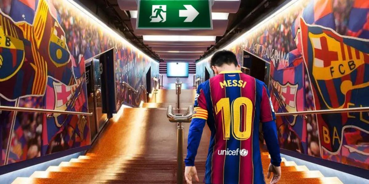 Lionel Messi en el túnel del Barcelona.