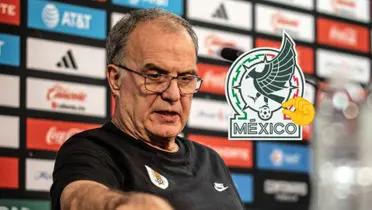 Marcelo Bielsa en conferencia de prensa con Uruguay.