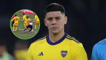 Marcos Rojo con la camiseta suplente de Boca.