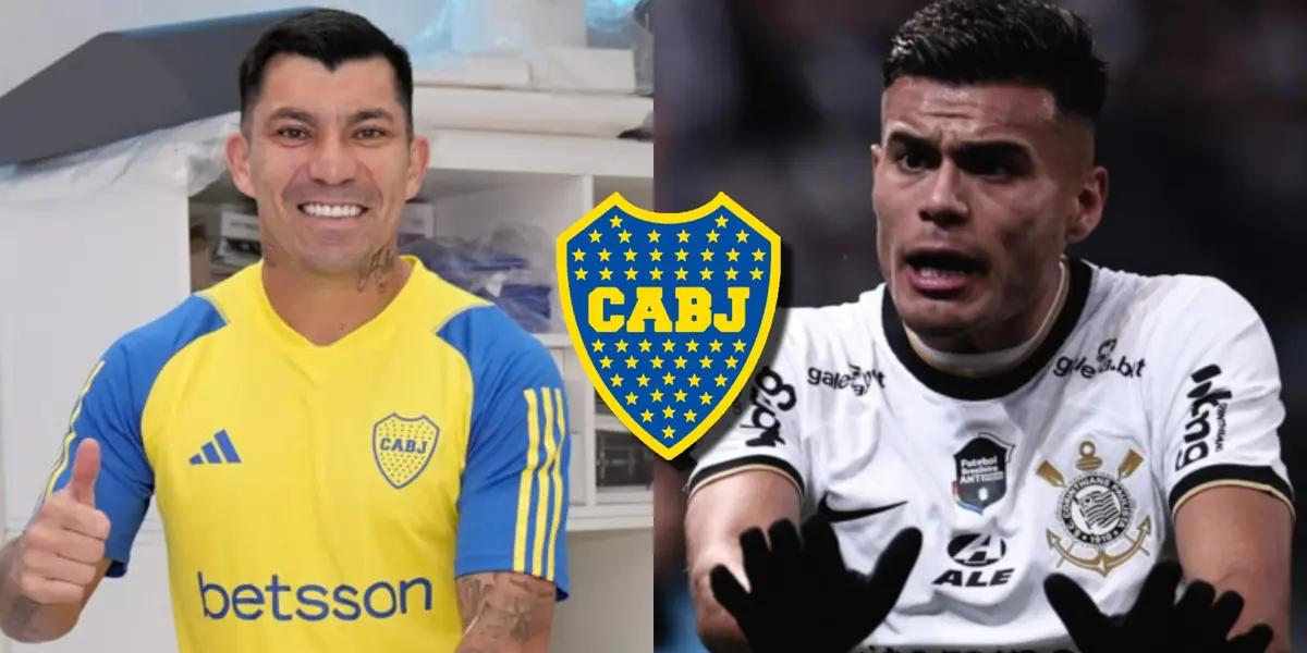 Medel sonríe en Boca y Vera en un partido con Corinthians.