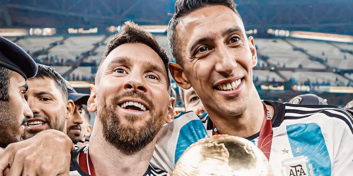 Messi y Di María con la Copa del Mundo