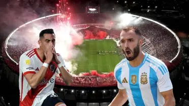 Ramiro Funes Mori con la camiseta de River; y Germán Pezzella con la de la selección argentina.