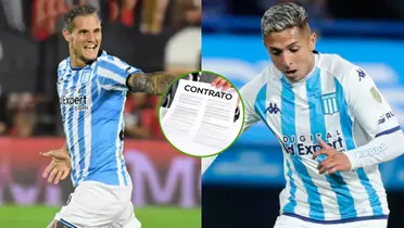 Bruno Zuculini y Agustín Almendra con la camiseta de Racing