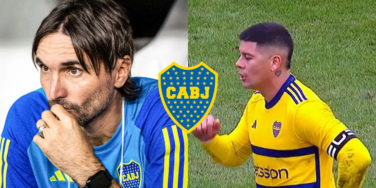 Diego Martínez y Marcos Rojo con los colores de Boca.