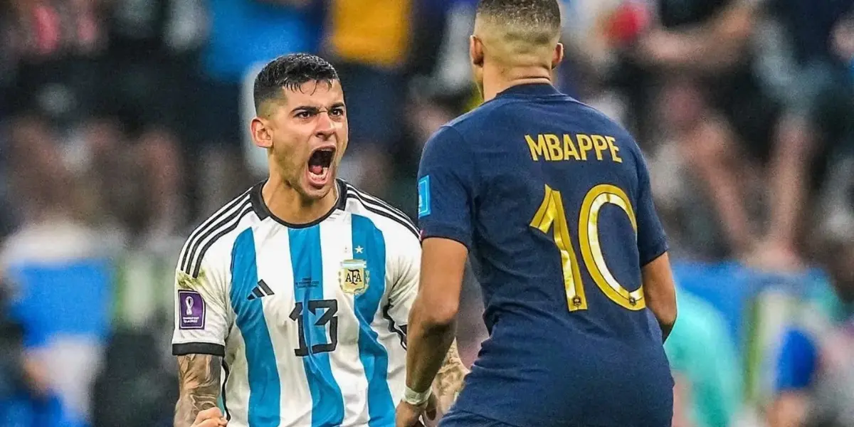 El defensor argentino tuvo un encontronazo con Kylian en Lusail tras el segundo gol de Messi.