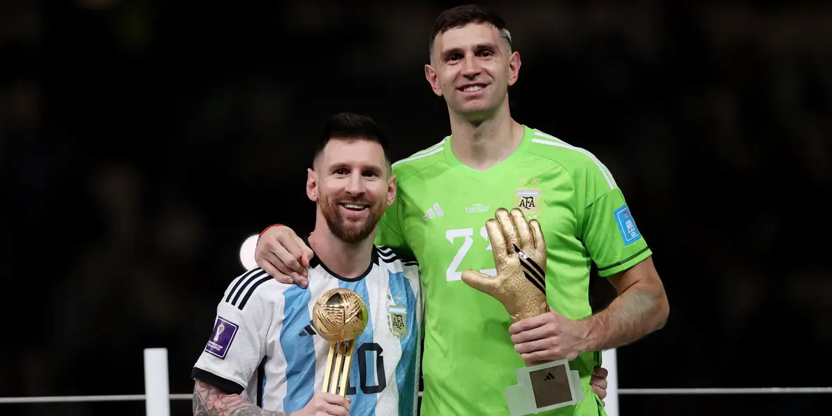 Emiliano Martínez y Lionel Messi.