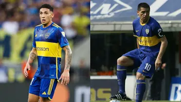 Equi Fernández y Riquelme con la camisetade Boca.