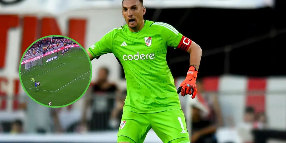 Franco Armani con la camiseta de arquero verde de River.