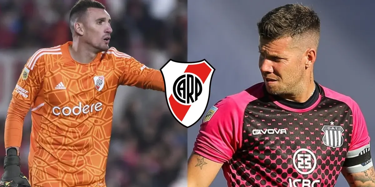 Franco Armani y Guido Herrera, con las camisetas de River y Talleres respectivamente.