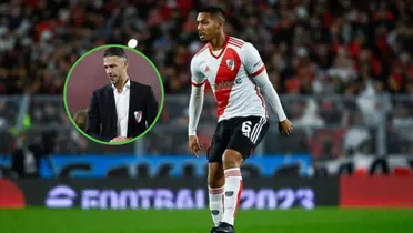 Héctor Martínez durante un partido de River en 2024.