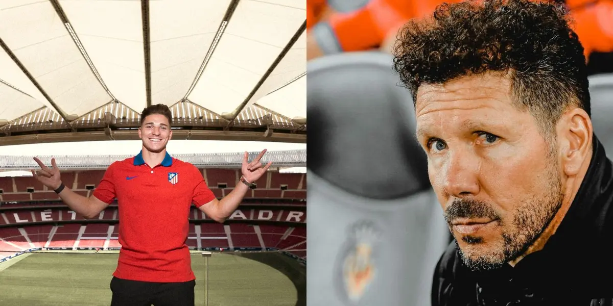 Julián Álvarez y Diego Simeone