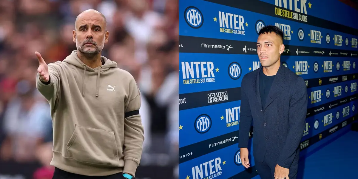 Lautaro Martínez y Pep Guardiola