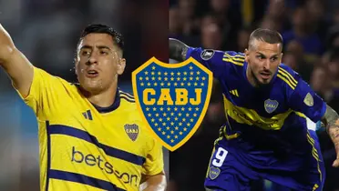 Merentiel y Benedetto con la camiseta de Boca Juniors.