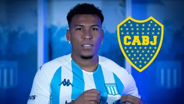 Roger Martínez en su presentación con Racing.